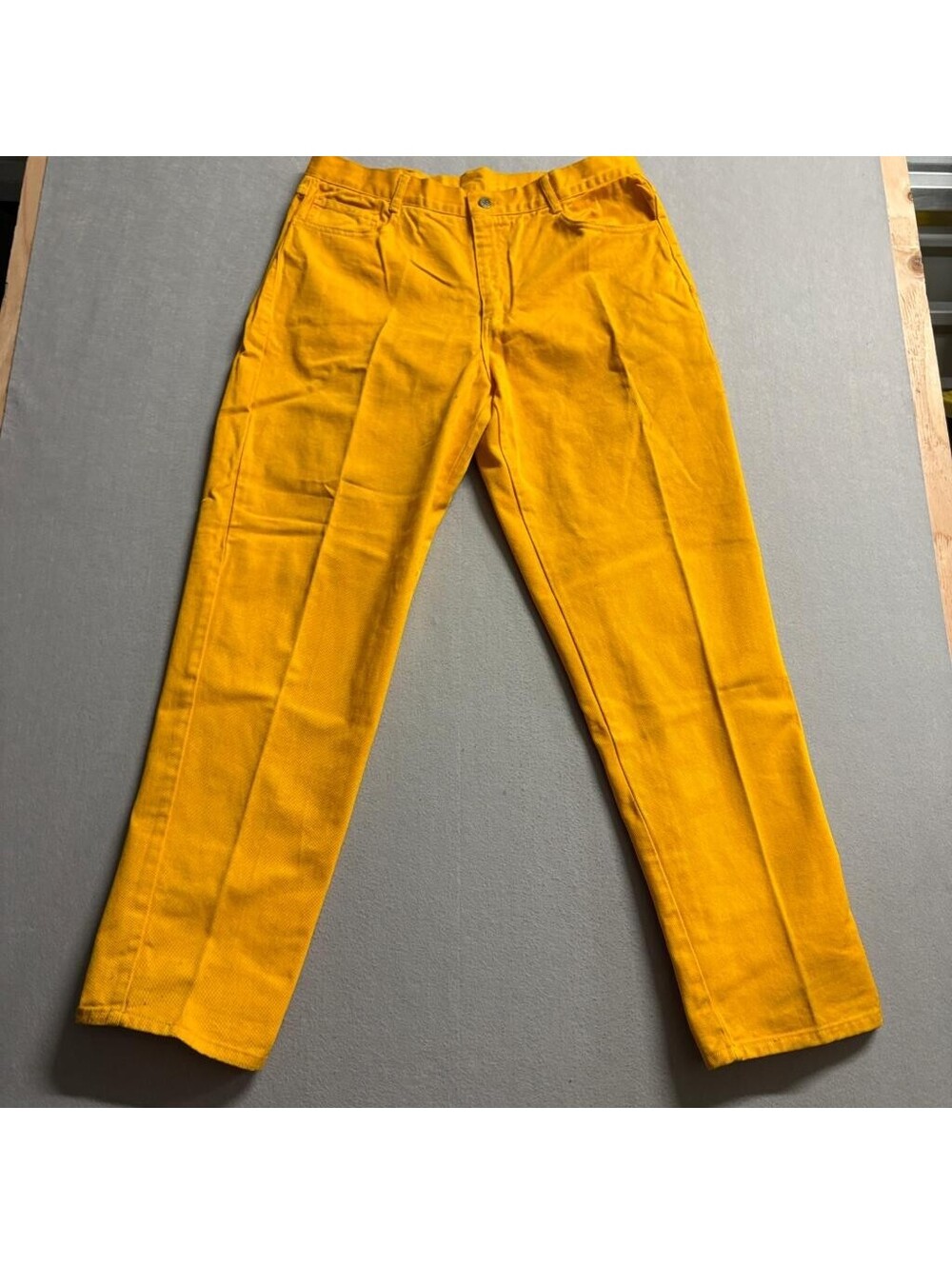 Rodin Vintage Womens Jeans Size 38 Yellow Cotton Denim Straight Leg Made in USA